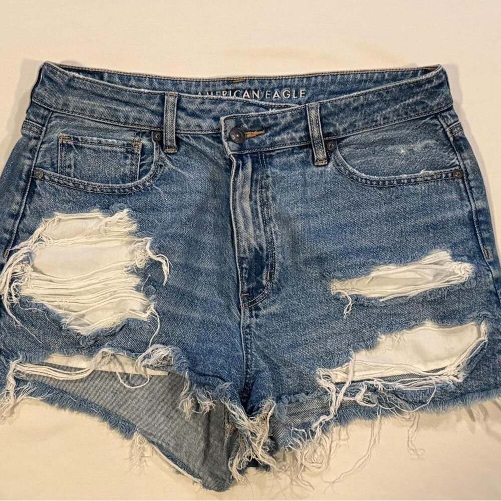 American Eagle Mom Short Distressed Denim Cutoff Shorts Size 10
